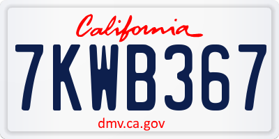 CA license plate 7KWB367