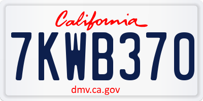 CA license plate 7KWB370
