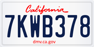 CA license plate 7KWB378