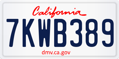 CA license plate 7KWB389