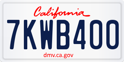 CA license plate 7KWB400