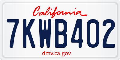 CA license plate 7KWB402