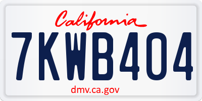 CA license plate 7KWB404