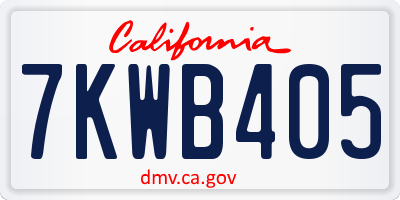 CA license plate 7KWB405
