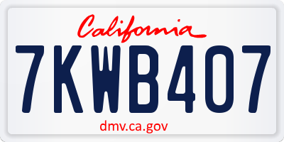 CA license plate 7KWB407