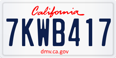 CA license plate 7KWB417