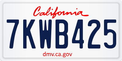 CA license plate 7KWB425