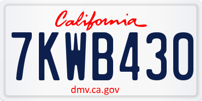 CA license plate 7KWB430