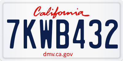 CA license plate 7KWB432
