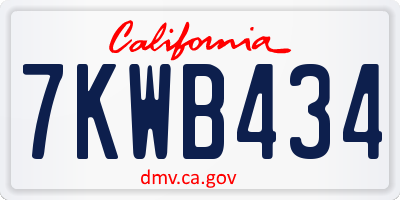 CA license plate 7KWB434