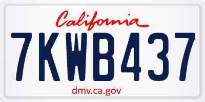 CA license plate 7KWB437