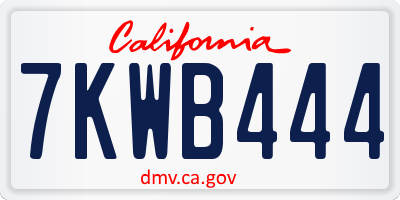 CA license plate 7KWB444
