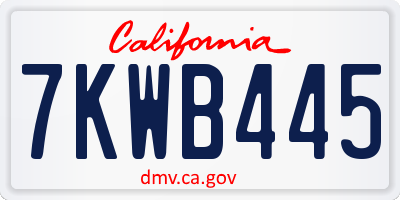 CA license plate 7KWB445