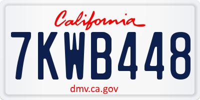 CA license plate 7KWB448