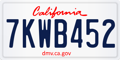 CA license plate 7KWB452