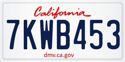 CA license plate 7KWB453