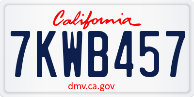 CA license plate 7KWB457
