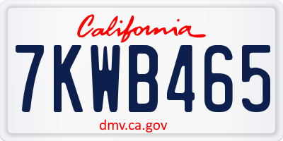 CA license plate 7KWB465