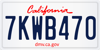 CA license plate 7KWB470