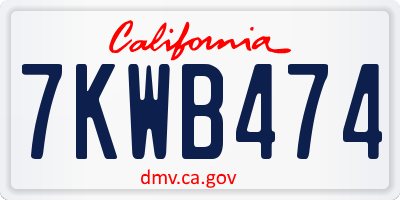 CA license plate 7KWB474