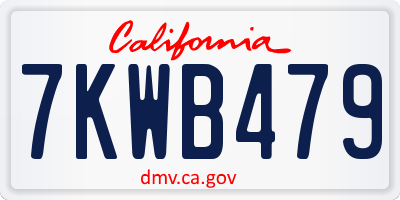 CA license plate 7KWB479