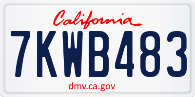 CA license plate 7KWB483