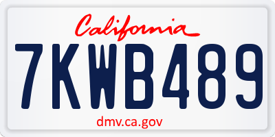 CA license plate 7KWB489