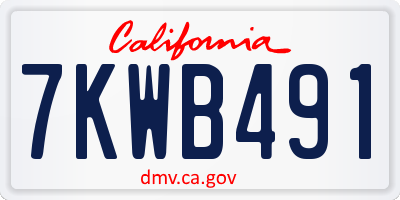 CA license plate 7KWB491