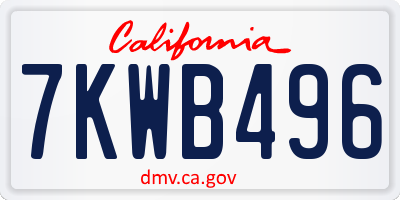 CA license plate 7KWB496