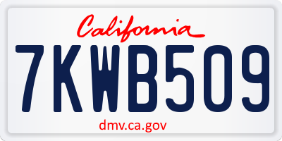 CA license plate 7KWB509