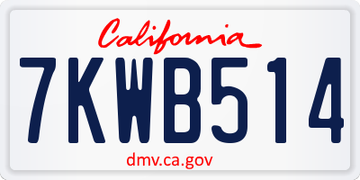 CA license plate 7KWB514