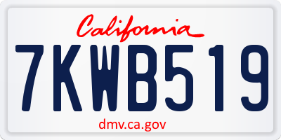 CA license plate 7KWB519