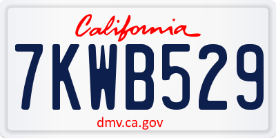 CA license plate 7KWB529