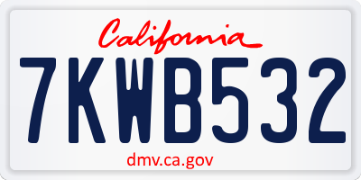 CA license plate 7KWB532