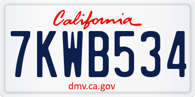 CA license plate 7KWB534