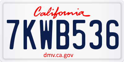 CA license plate 7KWB536