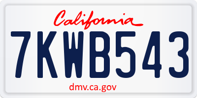 CA license plate 7KWB543