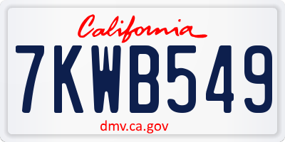 CA license plate 7KWB549