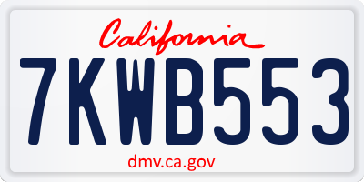 CA license plate 7KWB553