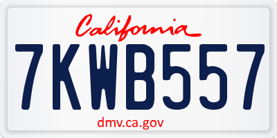 CA license plate 7KWB557