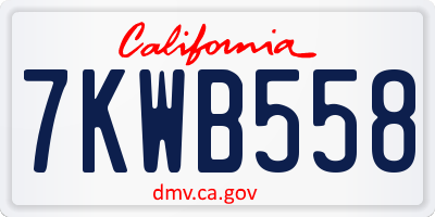 CA license plate 7KWB558