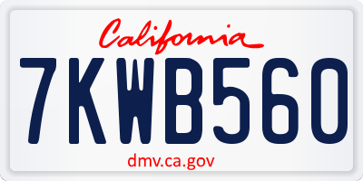 CA license plate 7KWB560