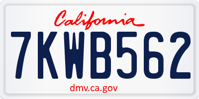 CA license plate 7KWB562
