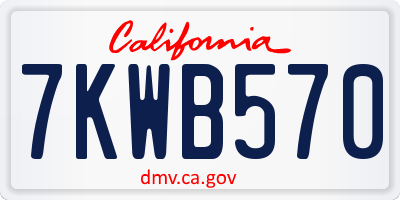 CA license plate 7KWB570