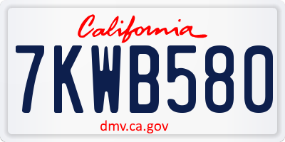 CA license plate 7KWB580