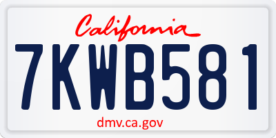 CA license plate 7KWB581