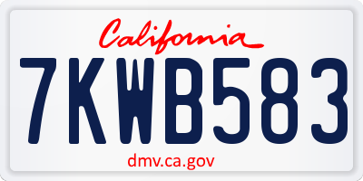 CA license plate 7KWB583