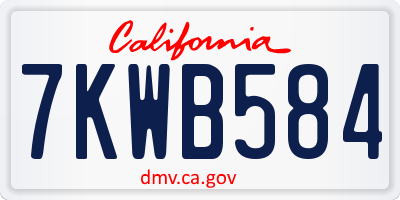 CA license plate 7KWB584
