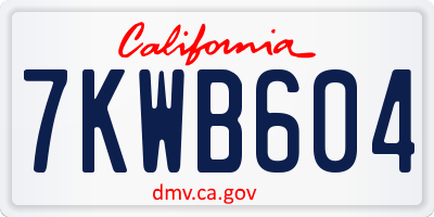 CA license plate 7KWB604