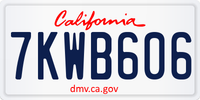 CA license plate 7KWB606